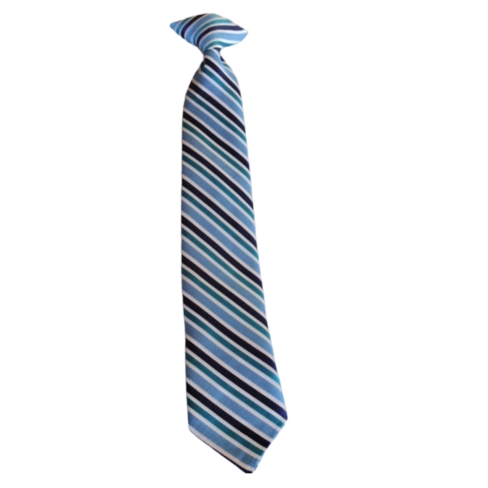 Unbranded Light Blue Navy White Stripes Necktie‎ Boy 15"Long